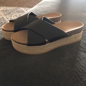 New black slip on espadrilles